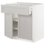 METOD / MAXIMERA base cabinet with drawer/2 doors, white/Lerhyttan light grey, 80x60 cm