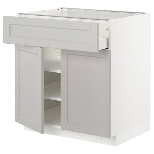 Ikea METOD / MAXIMERA - Base cabinet with drawer/2 doors, white/Lerhyttan light grey, 80x60 cm