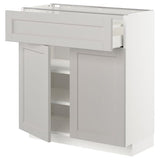 METOD / MAXIMERA base cabinet with drawer/2 doors, white/Lerhyttan light grey, 80x37 cm