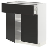 METOD / MAXIMERA base cabinet with drawer/2 doors, white/Nickebo matt anthracite, 80x37 cm
