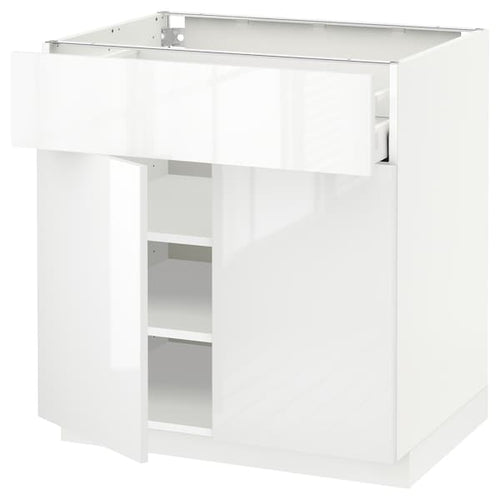 METOD / MAXIMERA - Base cabinet with drawer/2 doors, white/Ringhult white, 80x60 cm