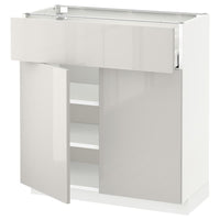 METOD / MAXIMERA - Base cabinet with drawer/2 doors, white/Ringhult light grey, 80x37 cm - best price from Maltashopper.com 19468700