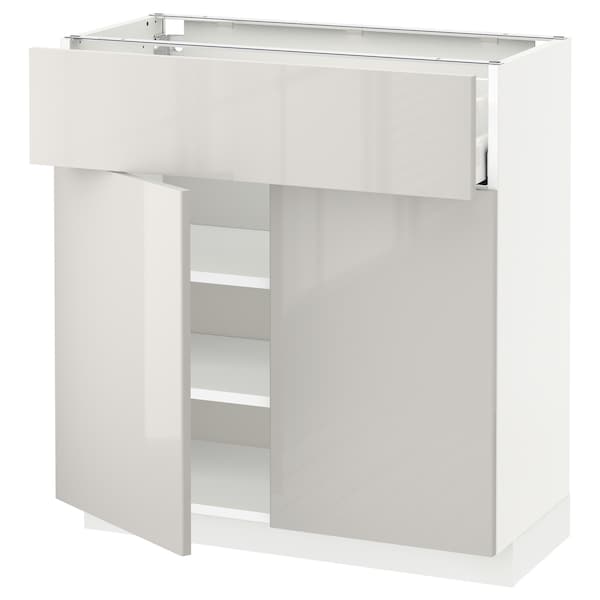 Ikea METOD / MAXIMERA - Base cabinet with drawer/2 doors, white/Ringhult light grey, 80x37 cm