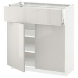 METOD / MAXIMERA base cabinet with drawer/2 doors, white/Ringhult light grey, 80x37 cm