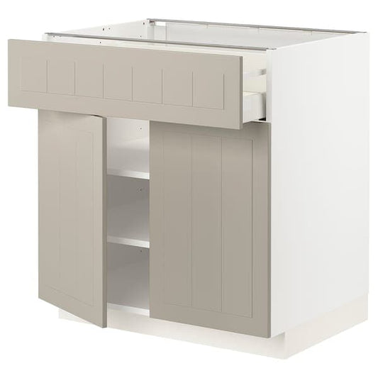 Ikea METOD / MAXIMERA - Base cabinet with drawer/2 doors, white/Stensund beige, 80x60 cm