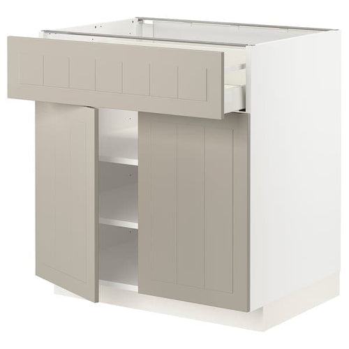 METOD / MAXIMERA - Base cabinet with drawer/2 doors, white/Stensund beige, 80x60 cm