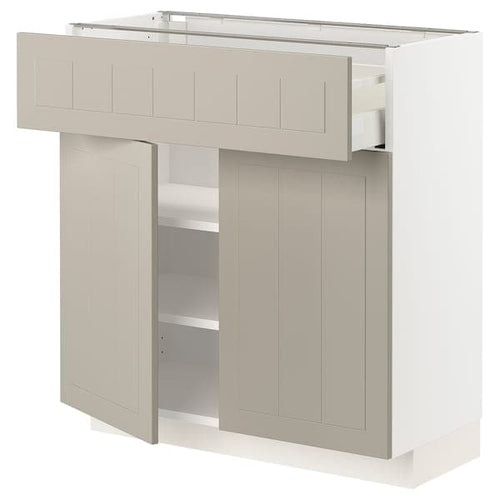 METOD / MAXIMERA - Base cabinet with drawer/2 doors, white/Stensund beige, 80x37 cm