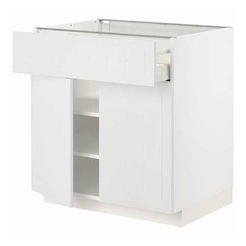METOD / MAXIMERA - Base cabinet with drawer/2 doors, white/Stensund white, 80x60 cm