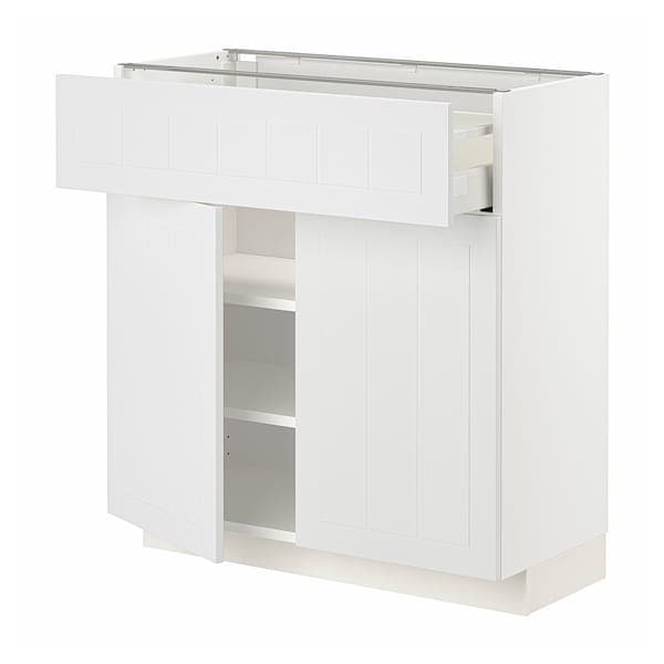 METOD / MAXIMERA - Base cabinet with drawer/2 doors, white/Stensund white, 80x37 cm