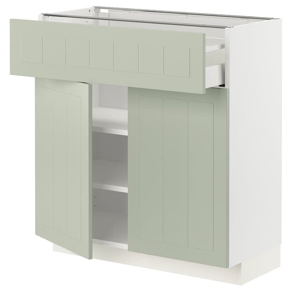METOD / MAXIMERA - Base cabinet with drawer/2 doors, white/Stensund light green, 80x37 cm - best price from Maltashopper.com 49487486