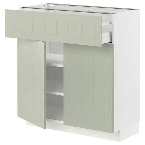 METOD / MAXIMERA - Base cabinet with drawer/2 doors, white/Stensund light green, 80x37 cm