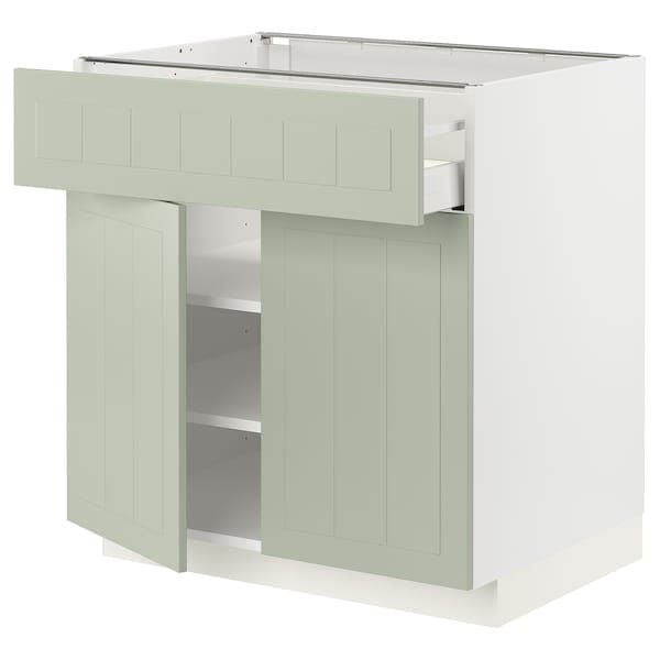 METOD / MAXIMERA - Base cabinet with drawer/2 doors, white/Stensund light green, 80x60 cm - best price from Maltashopper.com 99486979