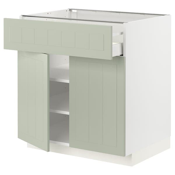 Ikea METOD / MAXIMERA - Base cabinet with drawer/2 doors, white/Stensund light green, 80x60 cm