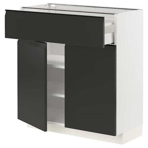 METOD / MAXIMERA - Base cabinet with drawer/2 doors, white/Upplöv matt anthracite ,