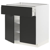 METOD / MAXIMERA - Base cabinet with drawer/2 doors, white/Upplöv matt anthracite , 80x60 cm - best price from Maltashopper.com 59493057