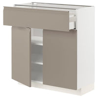 METOD / MAXIMERA - Base cabinet with drawer/2 doors, white/Upplöv matt dark beige , 80x37 cm - best price from Maltashopper.com 49491676