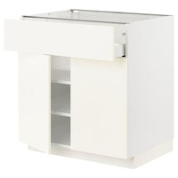 METOD / MAXIMERA - Base cabinet with drawer/2 doors, white/Vallstena white, 80x60 cm - best price from Maltashopper.com 79506997