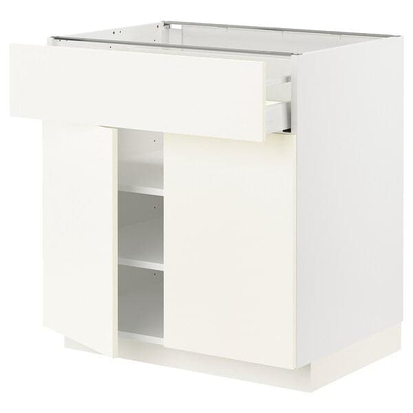 Ikea METOD / MAXIMERA - Base cabinet with drawer/2 doors, white/Vallstena white, 80x60 cm