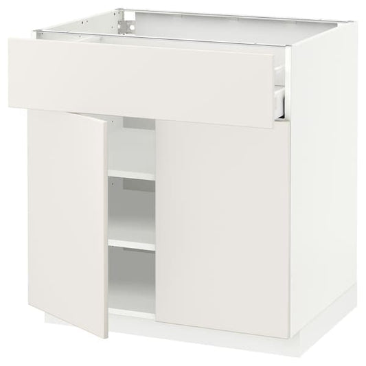 METOD / MAXIMERA - Base cabinet with drawer/2 doors, white/Veddinge white, 80x60 cm - best price from Maltashopper.com 49460712