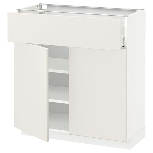 METOD / MAXIMERA - Base cabinet with drawer/2 doors, white/Veddinge white, 80x37 cm