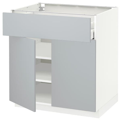 METOD / MAXIMERA - Base cabinet with drawer/2 doors, white/Veddinge grey, 80x60 cm