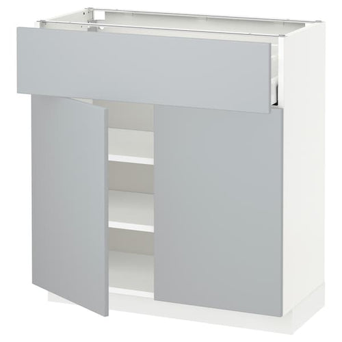 METOD / MAXIMERA - Base cabinet with drawer/2 doors, white/Veddinge grey, 80x37 cm