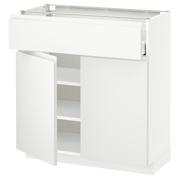 METOD / MAXIMERA - Base cabinet with drawer/2 doors, white/Voxtorp matt white, 80x37 cm - best price from Maltashopper.com 39468006
