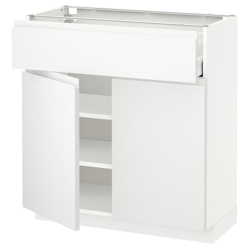 METOD / MAXIMERA - Base cabinet with drawer/2 doors, white/Voxtorp matt white, 80x37 cm