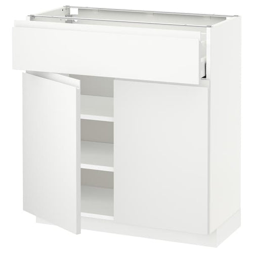 METOD / MAXIMERA base cabinet with drawer/2 doors, white/Voxtorp matt white, 80x37 cm