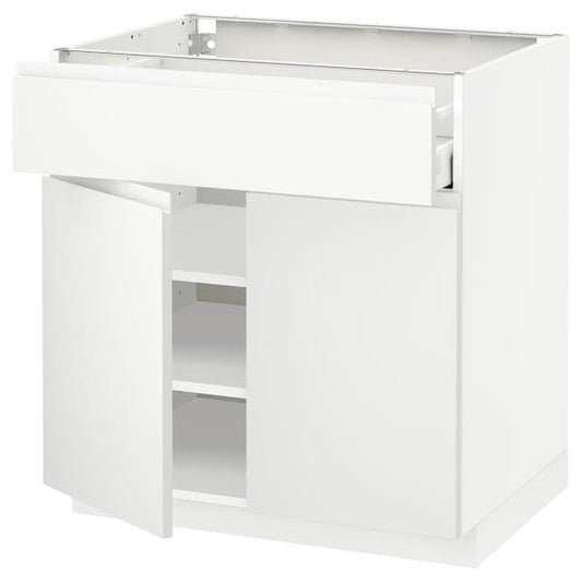 METOD / MAXIMERA - Base cabinet with drawer/2 doors, white/Voxtorp matt white, 80x60 cm - best price from Maltashopper.com 89466335