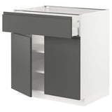 METOD / MAXIMERA base cabinet with drawer/2 doors, white/Voxtorp dark grey, 80x60 cm