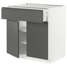 METOD / MAXIMERA base cabinet with drawer/2 doors, white/Voxtorp dark grey, 80x60 cm