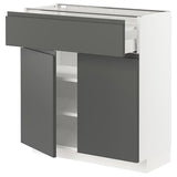 METOD / MAXIMERA base cabinet with drawer/2 doors, white/Voxtorp dark grey, 80x37 cm