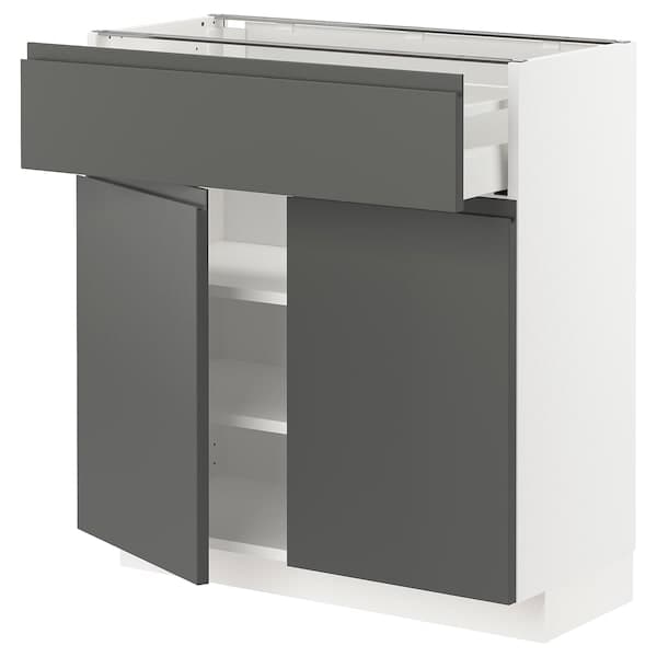 Ikea METOD / MAXIMERA - Base cabinet with drawer/2 doors, white/Voxtorp dark grey, 80x37 cm