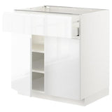 METOD / MAXIMERA base cabinet with drawer/2 doors, white/Voxtorp high-gloss/white, 80x60 cm