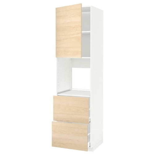 METOD / MAXIMERA - Hi cab f ov w dr/2 frnts/2 hi drwrs, white/Askersund light ash effect, 60x60x220 cm