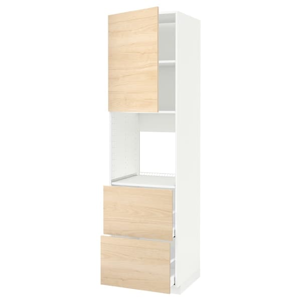 METOD / MAXIMERA - Hi cab f ov w dr/2 frnts/2 hi drwrs, white/Askersund light ash effect, 60x60x220 cm