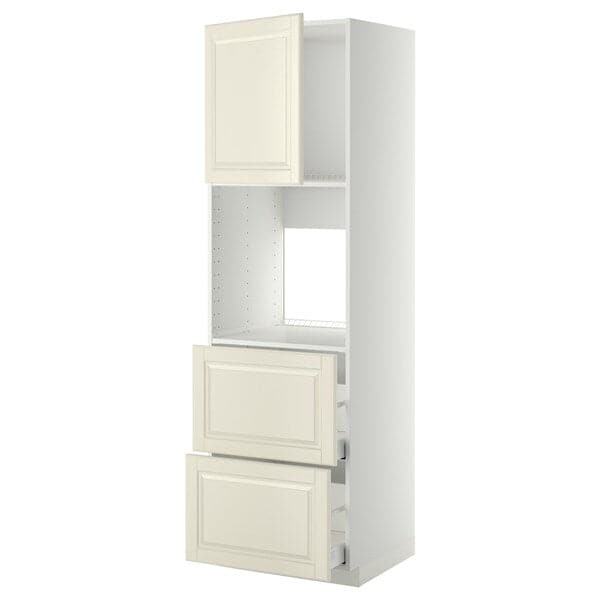 METOD / MAXIMERA - Hi cab f ov w dr/2 frnts/2 hi drwrs, white/Bodbyn off-white , 60x60x200 cm