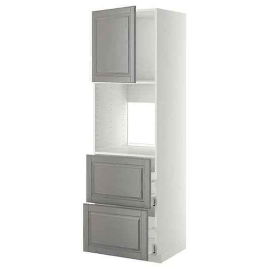 Ikea METOD / MAXIMERA - Hi cab f ov w dr/2 frnts/2 hi drwrs, white/Bodbyn grey , 60x60x200 cm