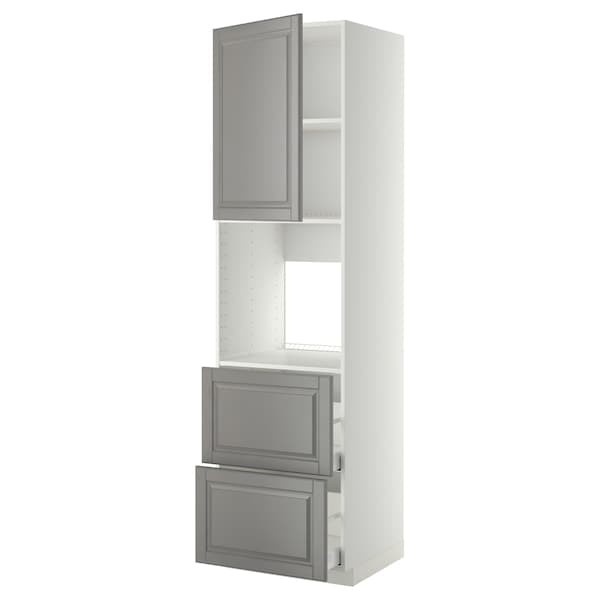 Ikea METOD / MAXIMERA - Hi cab f ov w dr/2 frnts/2 hi drwrs, white/Bodbyn grey , 60x60x220 cm