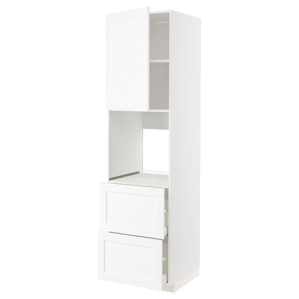Ikea METOD / MAXIMERA - Hi cab f ov w dr/2 frnts/2 hi drwrs, white Enköping/white wood effect, 60x60x220 cm