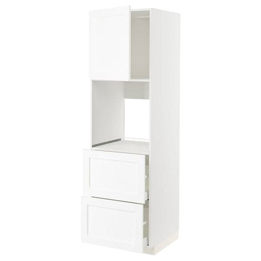 Ikea METOD / MAXIMERA - Hi cab f ov w dr/2 frnts/2 hi drwrs, white Enköping/white wood effect, 60x60x200 cm