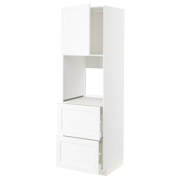 Ikea METOD / MAXIMERA - Hi cab f ov w dr/2 frnts/2 hi drwrs, white Enköping/white wood effect, 60x60x200 cm