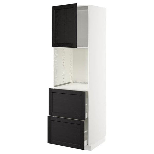 METOD / MAXIMERA - Hi cab f ov w dr/2 frnts/2 hi drwrs, white/Lerhyttan black stained , 60x60x200 cm - best price from Maltashopper.com 89469225