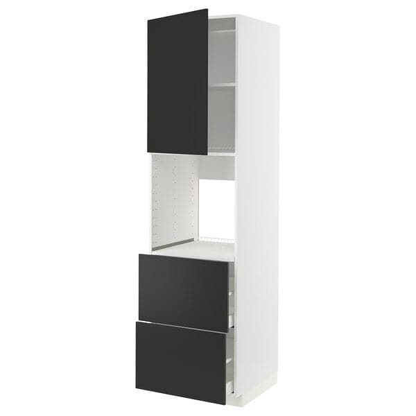 Ikea METOD / MAXIMERA - Hi cab f ov w dr/2 frnts/2 hi drwrs, white/Nickebo matt anthracite, 60x60x220 cm