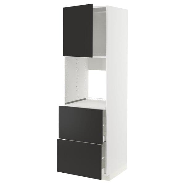 Ikea METOD / MAXIMERA - Hi cab f ov w dr/2 frnts/2 hi drwrs, white/Nickebo matt anthracite , 60x60x200 cm