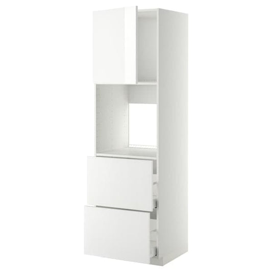 Ikea METOD / MAXIMERA - Hi cab f ov w dr/2 frnts/2 hi drwrs, white/Ringhult white, 60x60x200 cm