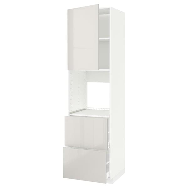 METOD / MAXIMERA - Hi cab f ov w dr/2 frnts/2 hi drwrs, white/Ringhult light grey , 60x60x220 cm - best price from Maltashopper.com 69463489