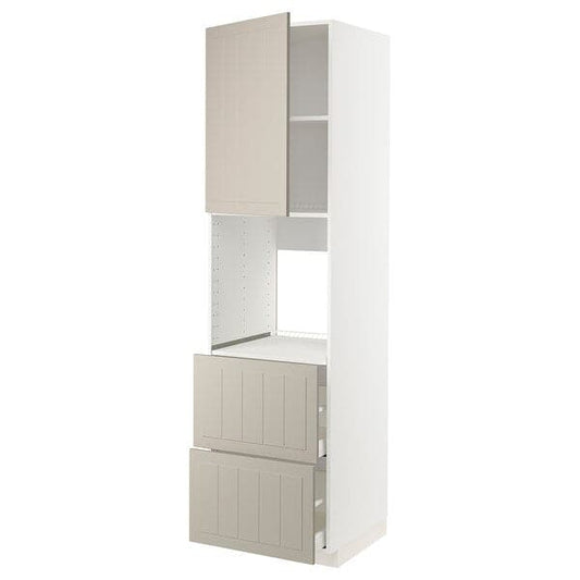 Ikea METOD / MAXIMERA - Hi cab f ov w dr/2 frnts/2 hi drwrs, white/Stensund beige , 60x60x220 cm