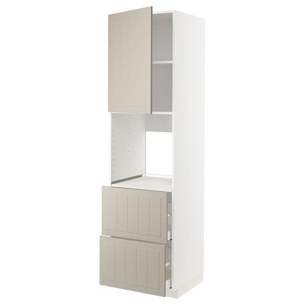 METOD / MAXIMERA - Hi cab f ov w dr/2 frnts/2 hi drwrs, white/Stensund beige , 60x60x220 cm